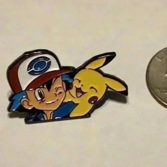 Dynamic Duo: Pokemon Ash and Pikachu Brooch Enamel Pin - Picture 3 of 4
